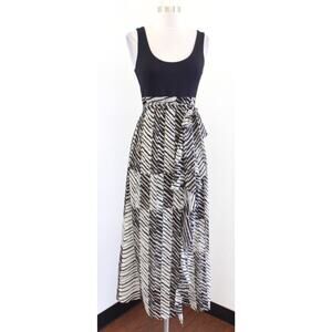 CAbi Cha Cha Printed Ruffle Tie Waist Maxi Dress Size XS Style 5266 Geometric